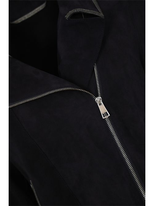 Chiodo Mimi in suede blu LEATHER AUTHORITY | MIMI16